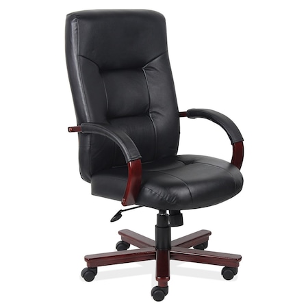 Officesource Spencer Collection Executive High Back Swivel Tilt with Mahogany Frame 1265VBK
